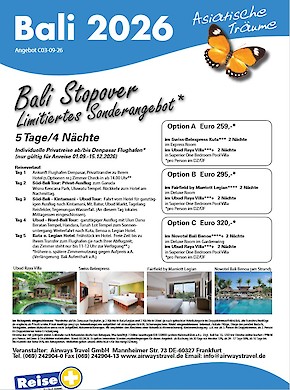 Bali Stopover Programm 5 Tage ab Euro 259,-